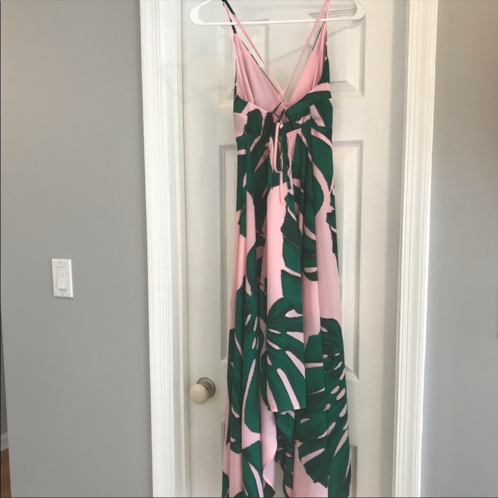 Pink monstera leaf dress